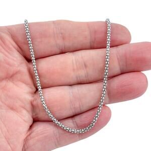 Sterling Silver Italian Bead Rope Necklace